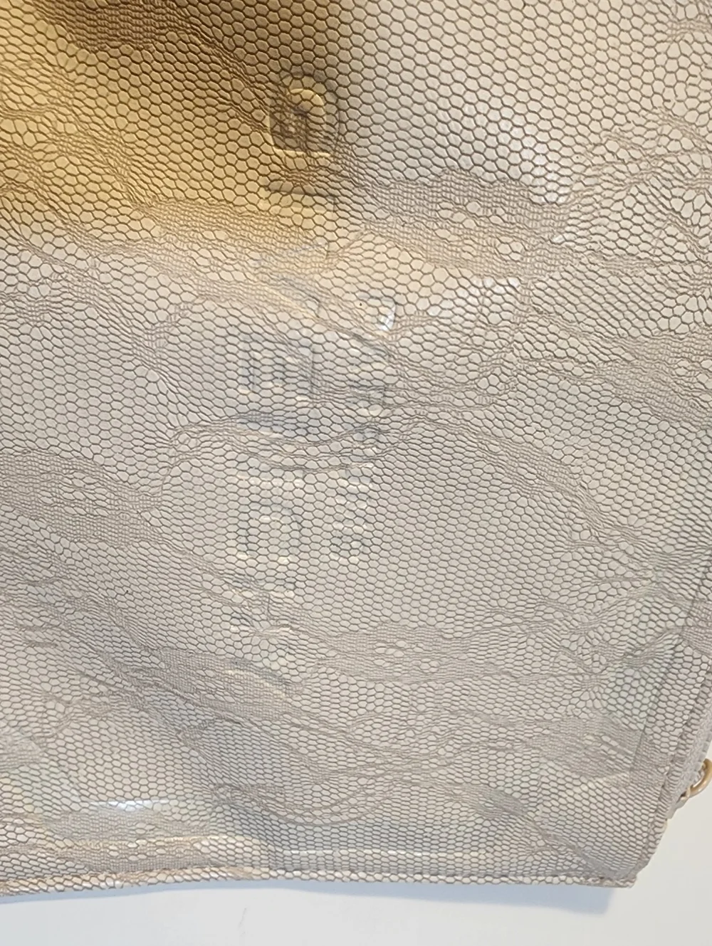 GIVENCHY Lace-Overlay Look Zipper Pouch Clutch in Light Beige
